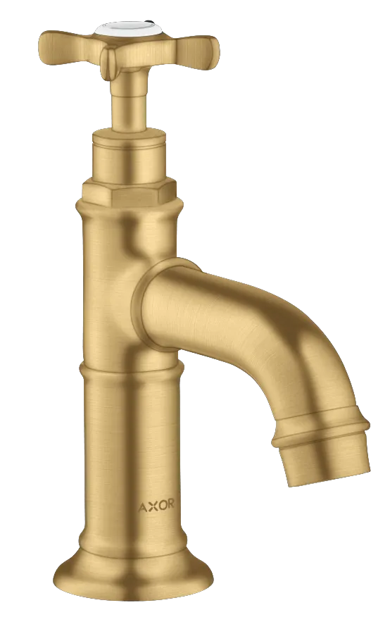 Hansgrohe AXOR Montreux Standventil kurz Brushed Gold Optic, Ausladung 104 mm, Auslaufhöhe 52.0 mm, Normalstrahl, G 3/8 Anschlussschlauch, DN15, Kreuzgriff, ComfortZone 50 Hansgrohe AXOR Montreux Standventil kurz Brushed Gold Optic, Ausladung 104 mm, Auslaufhöhe 52.0 mm, Normalstrahl, G 3/8 Anschlussschlauch, DN15, Kreuzgriff, ComfortZone 50