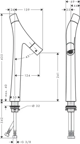 Zweigriff Waschtischarmatur 240 Axor Starck Organic ohne Ablaufgarnitur chrom Zweigriff Waschtischarmatur 240 Axor Starck Organic ohne Ablaufgarnitur chrom