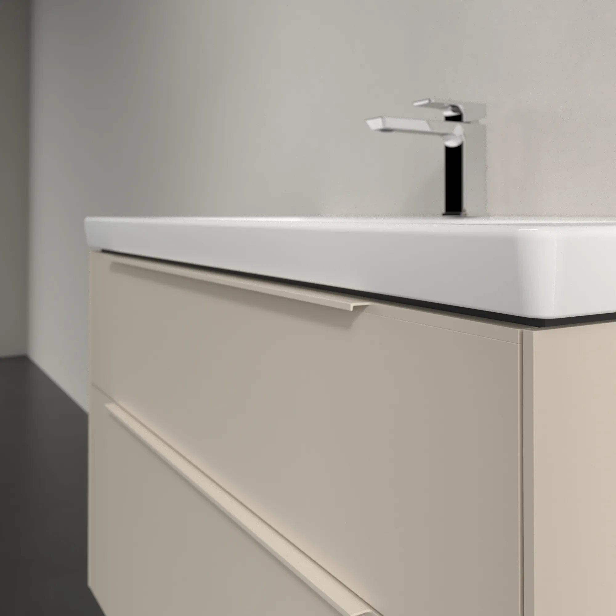 Villeroy & Boch Waschtischunterschrank „Subway 3.0“ für Schrankwaschtisch 973 × 576 × 478 mm Cashmere Grey, für Becken mittig