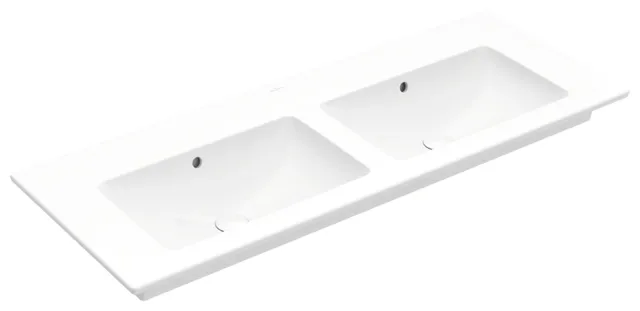 Villeroy & Boch Doppelwaschtisch „Venticello“ 1300 × 500 × 170 mm, für Becken mittig, ohne Hahnlochbohrung in Weiß Alpin Villeroy & Boch Doppelwaschtisch „Venticello“ 1300 × 500 × 170 mm, für Becken mittig, ohne Hahnlochbohrung in Weiß Alpin