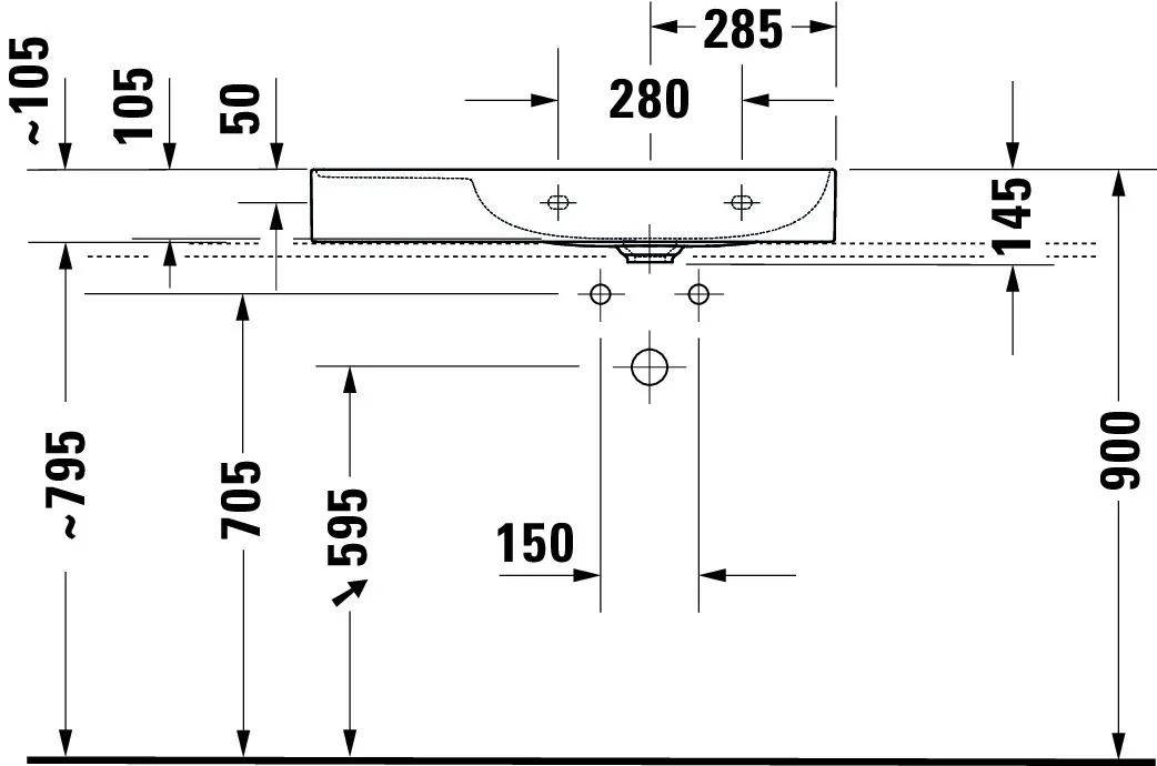 Wandwaschtisch „DuraSquare“, ohne Überlauf Wandwaschtisch „DuraSquare“, ohne Überlauf