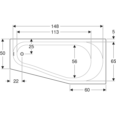 Geberit fünfeck Badewanne „Renova Comprimo“ 160 × 75 cm