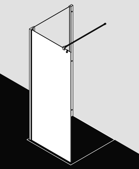 Kermi Duschabtrennung Walk-In WALK-IN Wall „LIGA“ 185 cm Profile Silber Mattglanz,