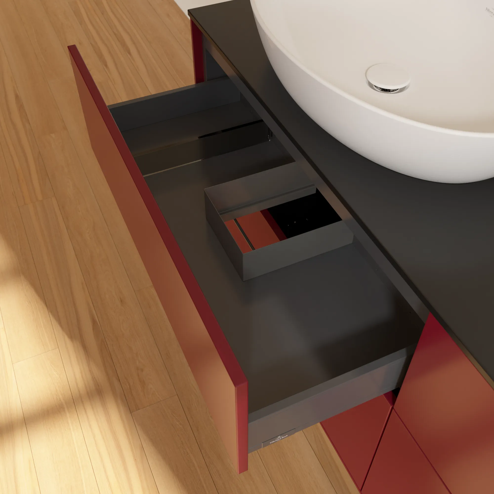 Villeroy & Boch Waschtischunterschrank „Finion“ für Schrankwaschtisch 1600 × 603 × 501 mm Peony Matt Lacquer, mit Hahnlochbohrung, für links und rechts Villeroy & Boch Waschtischunterschrank „Finion“ für Schrankwaschtisch 1600 × 603 × 501 mm Peony Matt Lacquer, mit Hahnlochbohrung, für links und rechts