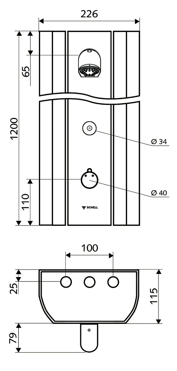Duschpaneel LINUS DP-C-T, Mischwasser, Thermostat, Elektronisch, Selbstschluss, 2 RFV, 2 Vorfilter, Manuelle thermische Desinfektion, Duschkopf COMFORT Flex, 2x DN 15 G 1/2 AG, B 226 mm x H 1200 mm x T 115 mm, Aluminium gebürstet, eloxiert