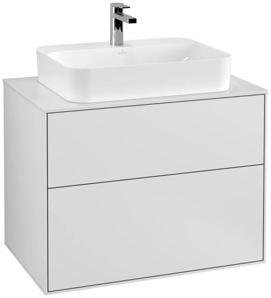 Villeroy & Boch Finion Waschbeckenunterschrank G34, 800 x 603 x 501 mm, White Matt Lacquer / Glass White Matt