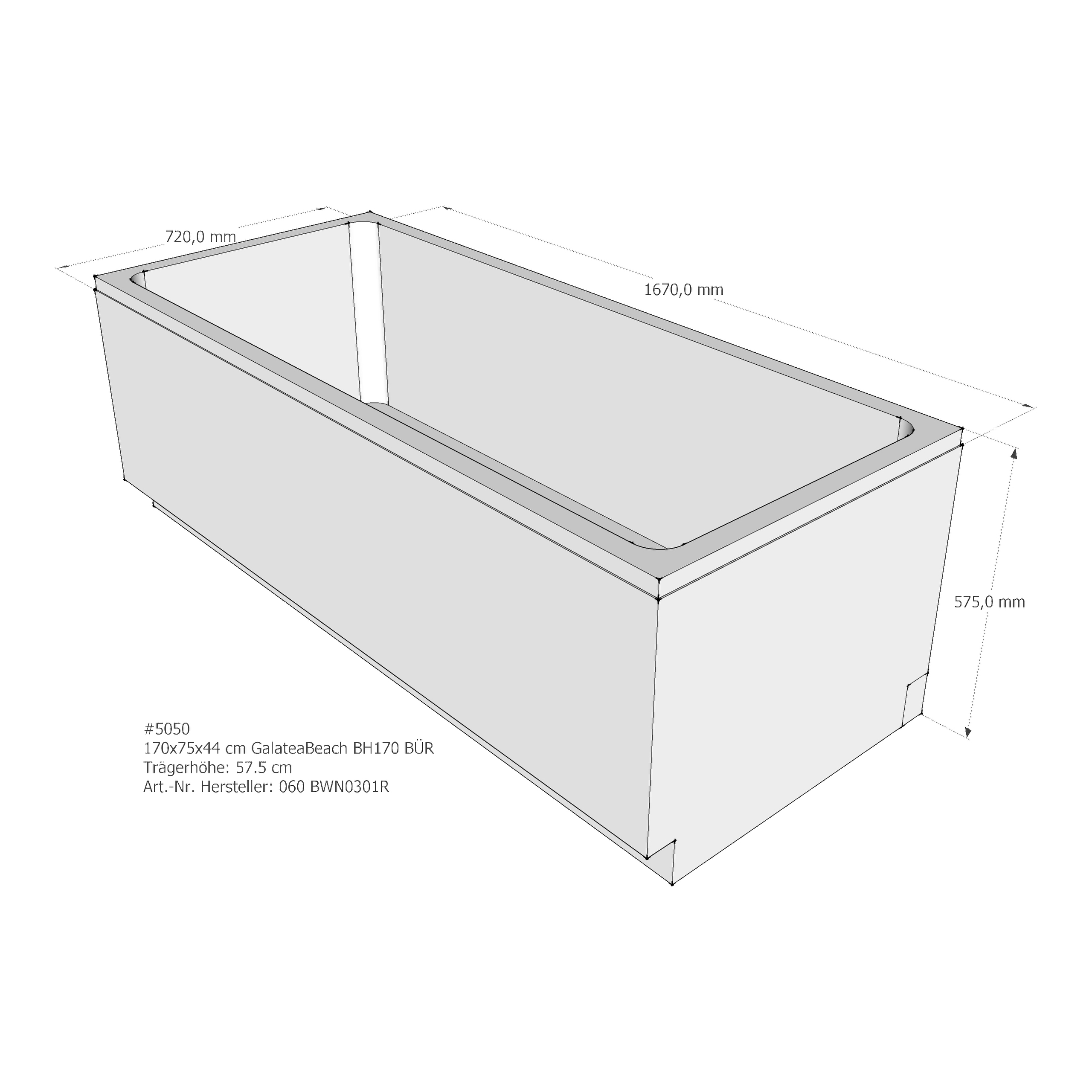 Badewannenträger für Galatea ~Beach BH 170 170 × 75 × 44 cm Badewannenträger für Galatea ~Beach BH 170 170 × 75 × 44 cm