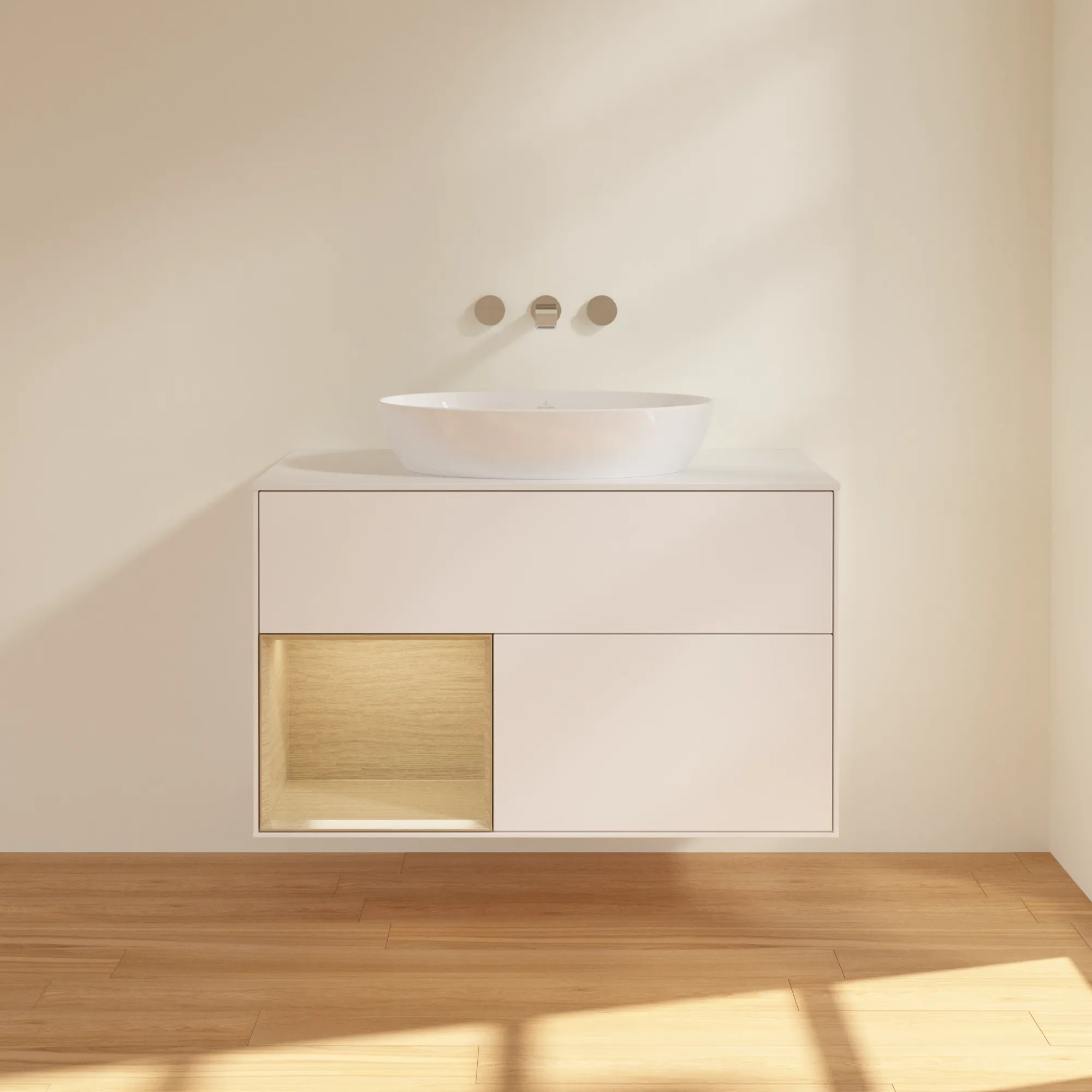 Villeroy & Boch Waschtischunterschrank „Finion“ für Schrankwaschtisch 1000 × 603 × 501 mm White Matt Lacquer, für Becken mittig, ohne Hahnlochbohrung Villeroy & Boch Waschtischunterschrank „Finion“ für Schrankwaschtisch 1000 × 603 × 501 mm White Matt Lacquer, für Becken mittig, ohne Hahnlochbohrung
