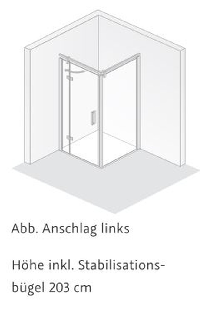 HSK teilgerahmte Seitenwand für Drehtür „Atelier Plan“ Glas Mattierung mittig (65 cm), Profile Schwarz-matt, für 1000 mm, H: 2000 mm