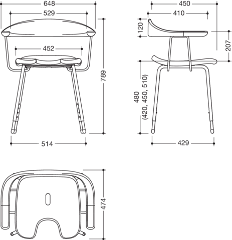 HEWI Hocker „Serie 802 LifeSystem“ 64,8 × 47,4 cm