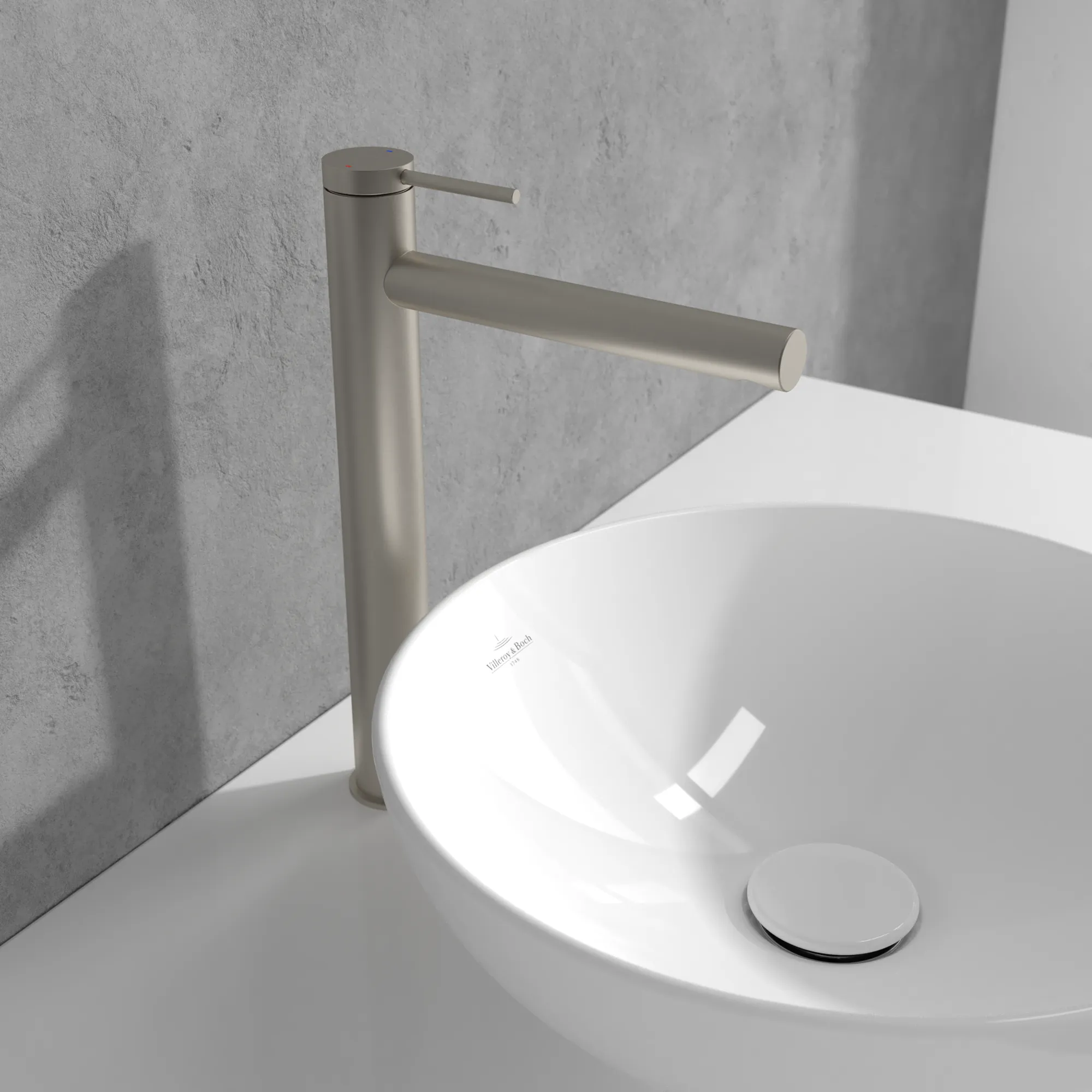 Einhand-Waschtischarmatur „Loop & Friends“ 21,9 cm Ausladung 182 mm in Brushed Nickel Matt Einhand-Waschtischarmatur „Loop & Friends“ 21,9 cm Ausladung 182 mm in Brushed Nickel Matt