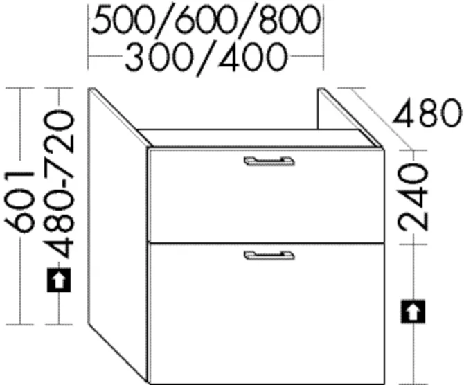 burgbad Waschtischunterschrank „Sys30“ 340 × 641 × 520 mm in Weiß Matt