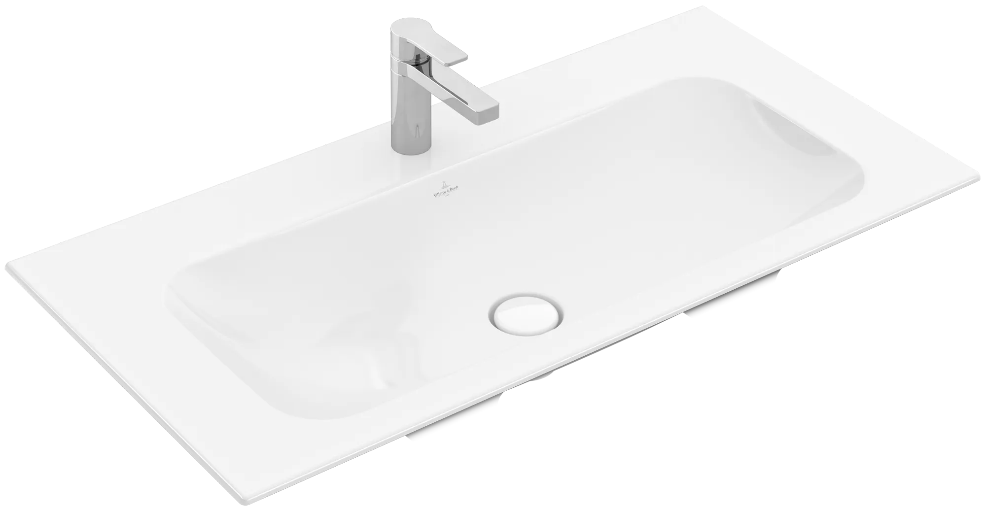 Villeroy & Boch Schrankwaschtisch aus TitanCeram „Finion“ 1000 × 500 × 160 mm, mit Hahnlochbohrung, Hahnlochposition mittig in Weiß Alpin, mit CeramicPlus Villeroy & Boch Schrankwaschtisch aus TitanCeram „Finion“ 1000 × 500 × 160 mm, mit Hahnlochbohrung, Hahnlochposition mittig in Weiß Alpin, mit CeramicPlus