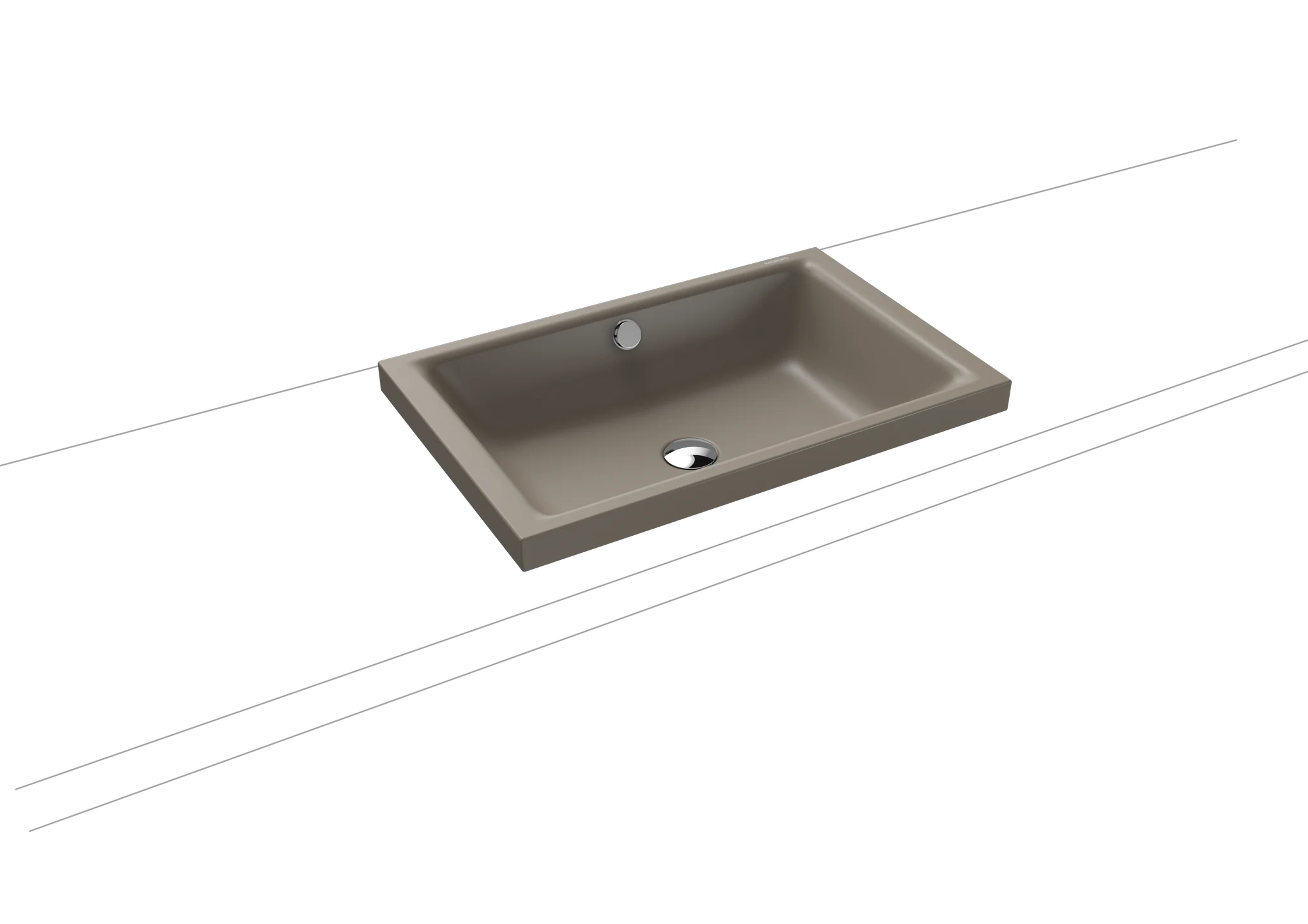 Kaldewei PURO S Aufsatzwaschtisch, 600x385 mm, Randhöhe 40 mm, warm grey 60, Perl-Effekt, Antidröhn, Überlauf, Sichtteile schwarz matt 100
