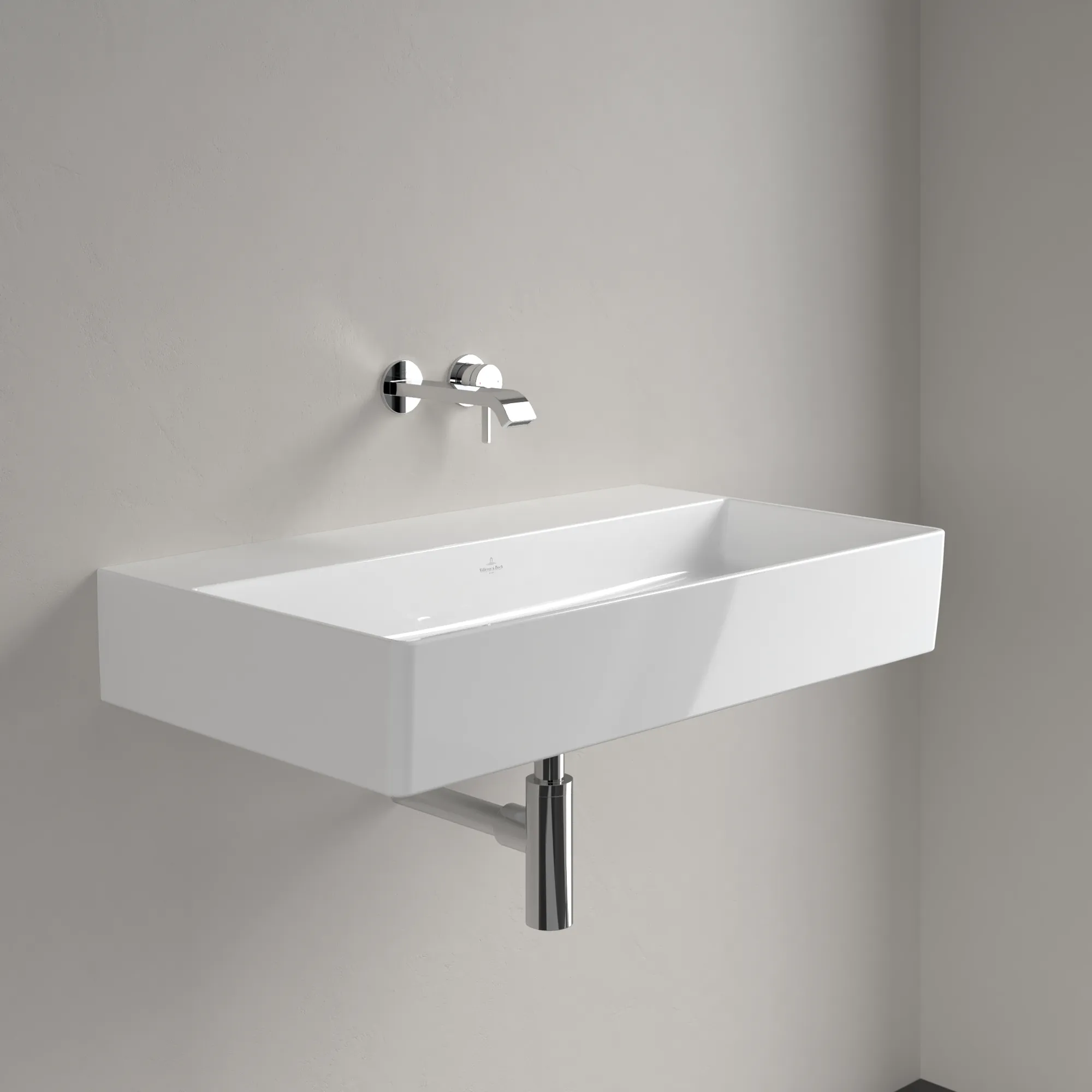 Villeroy & Boch Wandwaschtisch aus TitanCeram „Memento 2.0“ 800 × 470 × 140 mm, ohne Hahnlochbohrung in Weiß Alpin