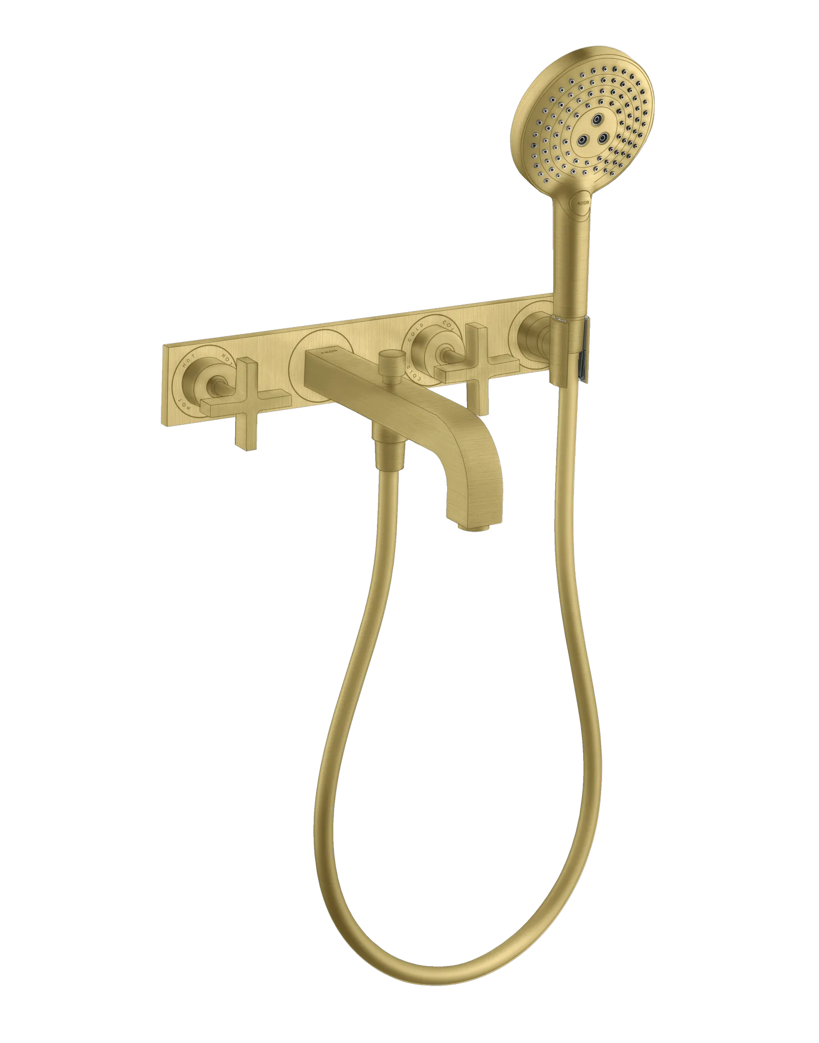 Hansgrohe AXOR Citterio 3-Loch Wannenarmatur Unterputz, Brushed Brass, Ausladung 222 mm