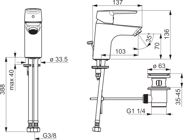Einhand-Waschtischarmatur „Polo“ Ausladung 103 mm in Chrom Einhand-Waschtischarmatur „Polo“ Ausladung 103 mm in Chrom