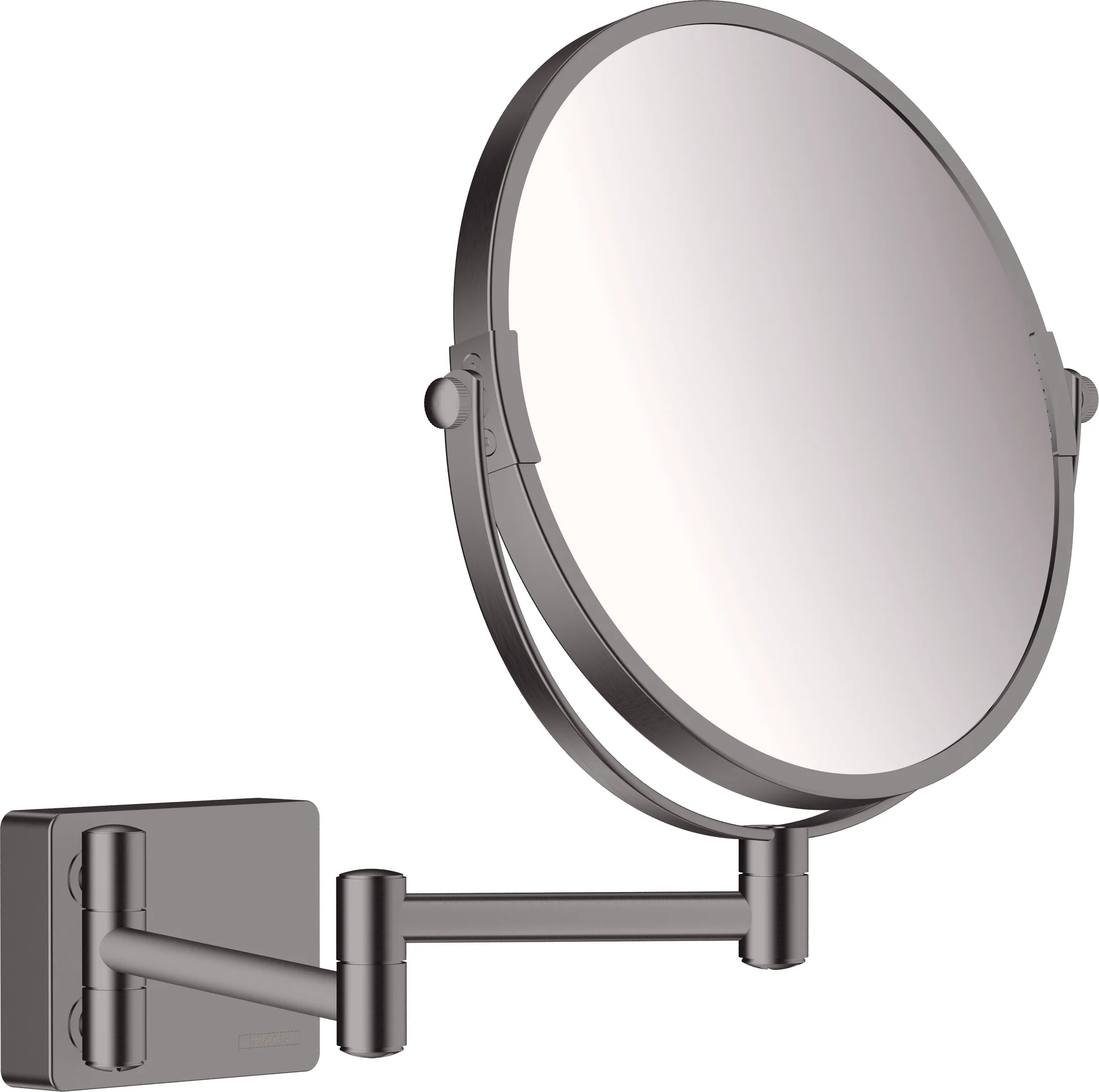 Hansgrohe AddStoris Rasierspiegel Brushed Black Chrome, neigbar und schwenkbar, 1-fach oder 3-fach Vergrößerung, Wandmontage