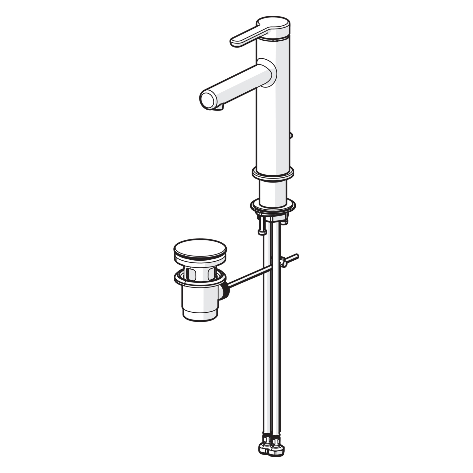 HA Einhebelmischer Waschtischbatterie HANSADESIGNO Style 5183 Zugstangenablaufgarnitur Ausladung 125 mm DN15 Chrom