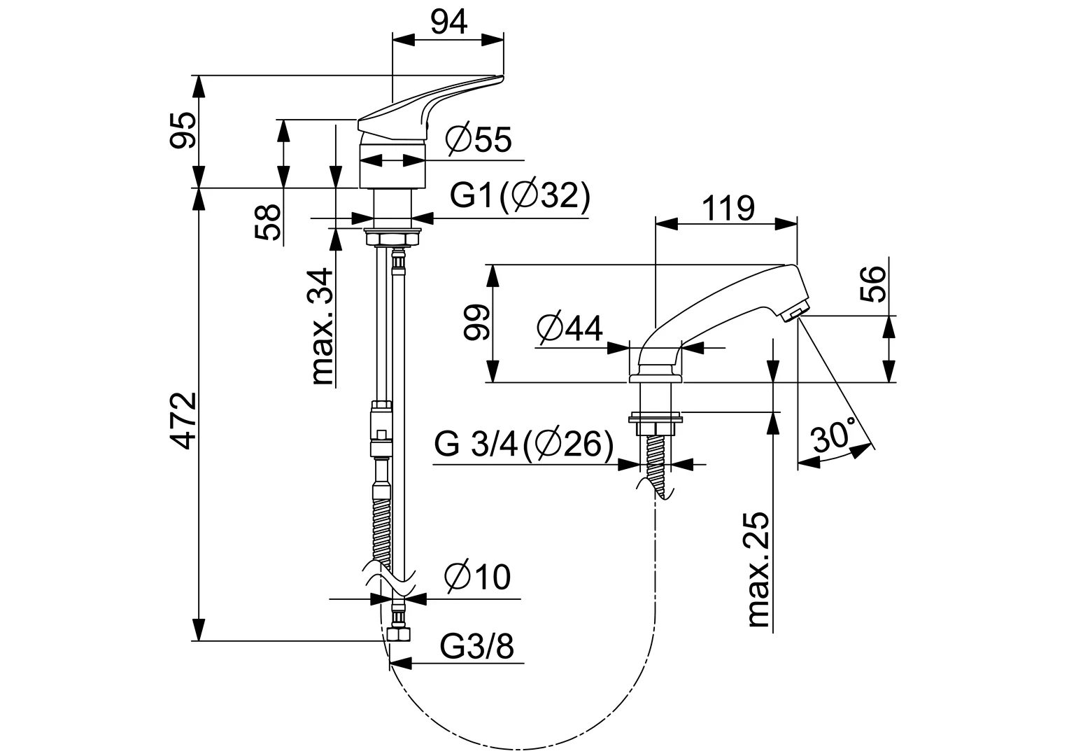 HansaMIX 0126 Rosette rund DN15 Chrom, Einhand-Einlochbatterie für Friseur-Waschtisch HansaMIX 0126 Rosette rund DN15 Chrom, Einhand-Einlochbatterie für Friseur-Waschtisch