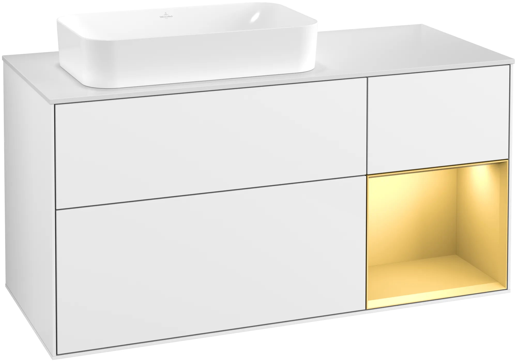 Villeroy & Boch Waschbeckenunterschrank Finion G69, 1200x603x501mm, Eckig, Beleuchtung, links
