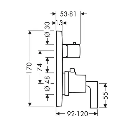 Thermostat Unterputz Axor Citterio F-Set chrom m.Absperrventil/Hebelgriff Thermostat Unterputz Axor Citterio F-Set chrom m.Absperrventil/Hebelgriff