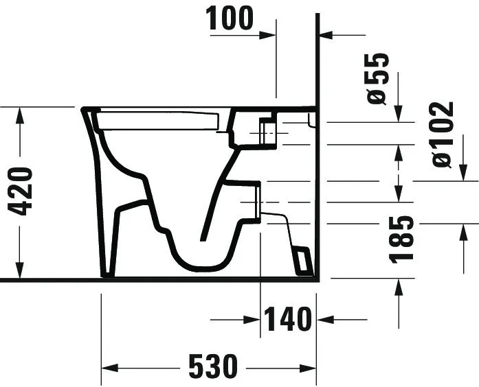 Stand-Tiefspül-WC back to wall „White Tulip“ 37 × 42 × 58 cm in, Abgang waagerecht