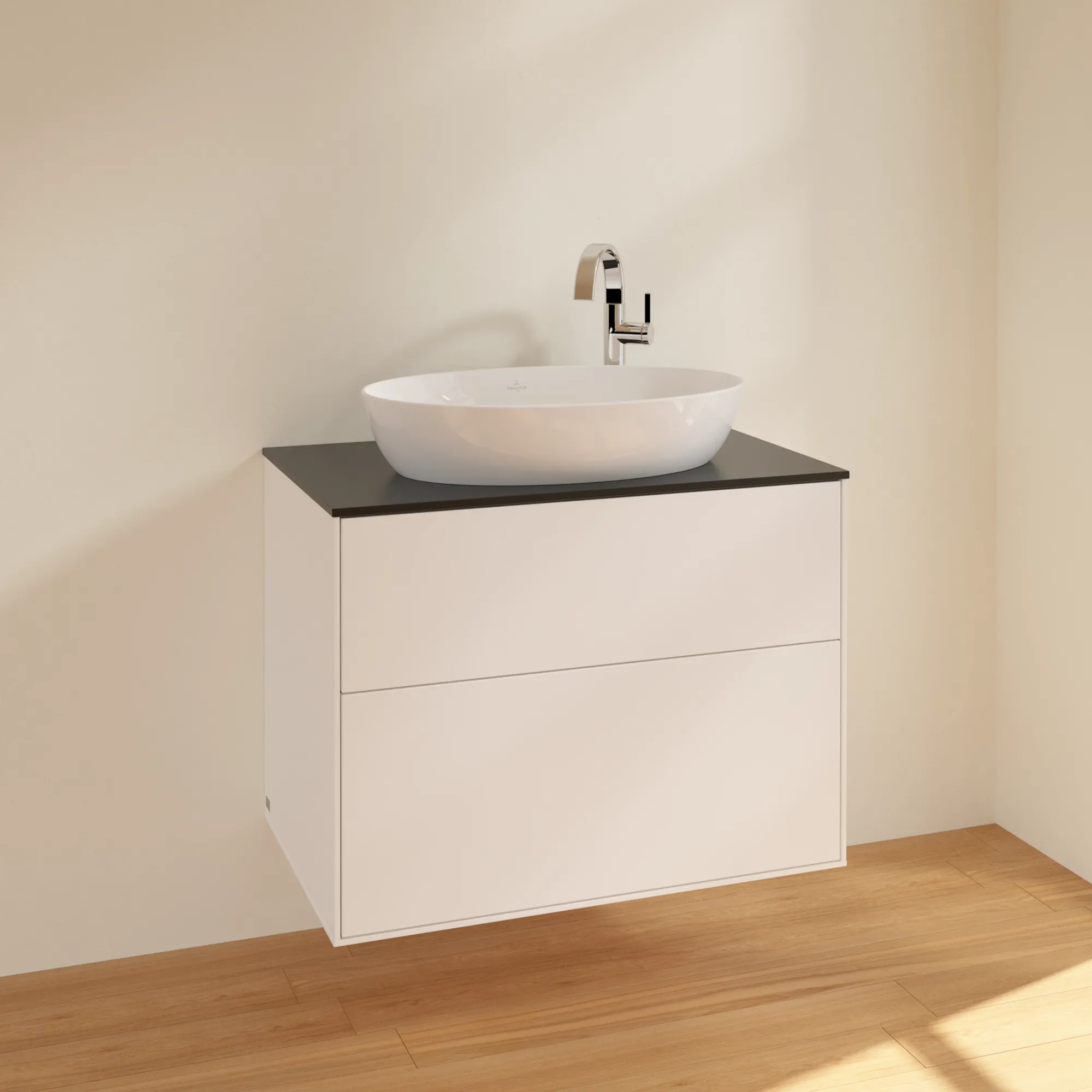 Villeroy & Boch Waschbeckenunterschrank Finion F87, 800x603x501 mm, White Matt Lacquer, mit SoftClosing und Push-to-open Funktion