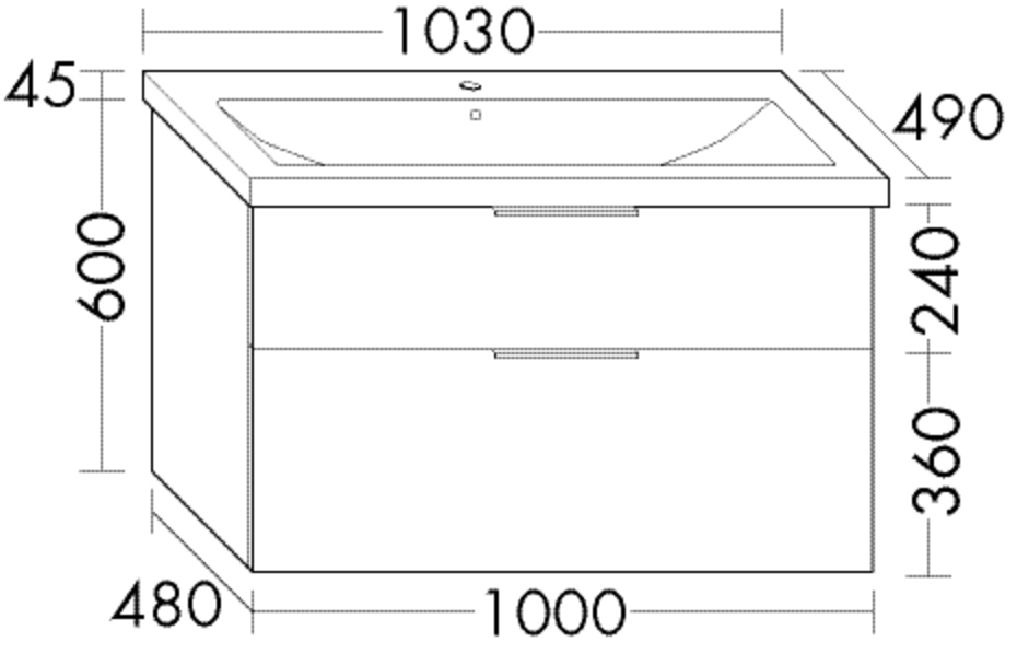 burgbad Badmöbelset „Eqio“ 103 × 49 × 66,5 cm 