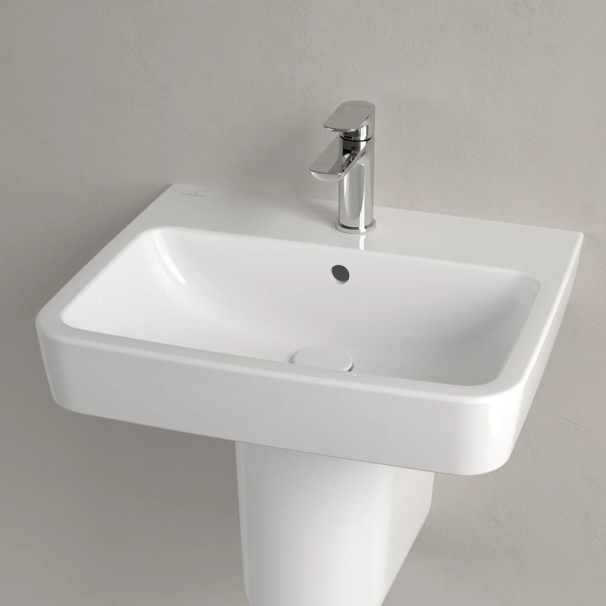 Villeroy & Boch Wandwaschtisch „O.novo“ 550 × 460 × 175 mm, für Becken mittig, mit Hahnlochbohrung, Hahnlochposition mittig in Weiß Alpin Villeroy & Boch Wandwaschtisch „O.novo“ 550 × 460 × 175 mm, für Becken mittig, mit Hahnlochbohrung, Hahnlochposition mittig in Weiß Alpin