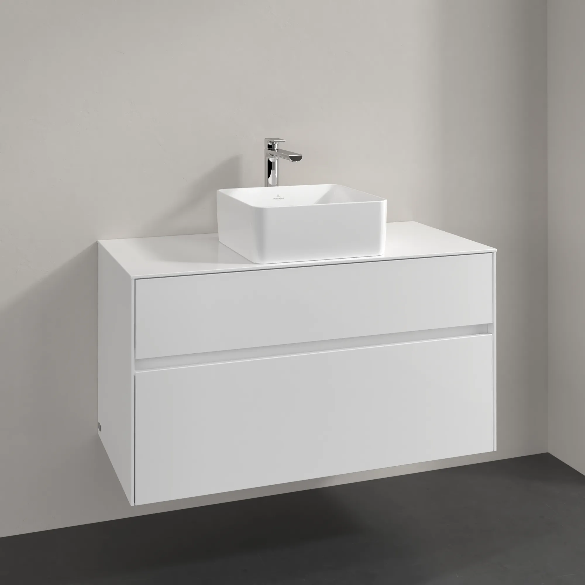Villeroy & Boch Waschtischunterschrank „Collaro“ 1000 × 548 × 500 mm Glossy White, ohne Beleuchtung, für Becken mittig