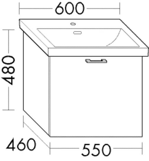 Waschtischunterschrank Sys30 von burgbad – Villeroy & Boch Subway 3.0, 1 Auszug, 450 mm tief, 550x480 mm, inkl. Raumsparsiphon