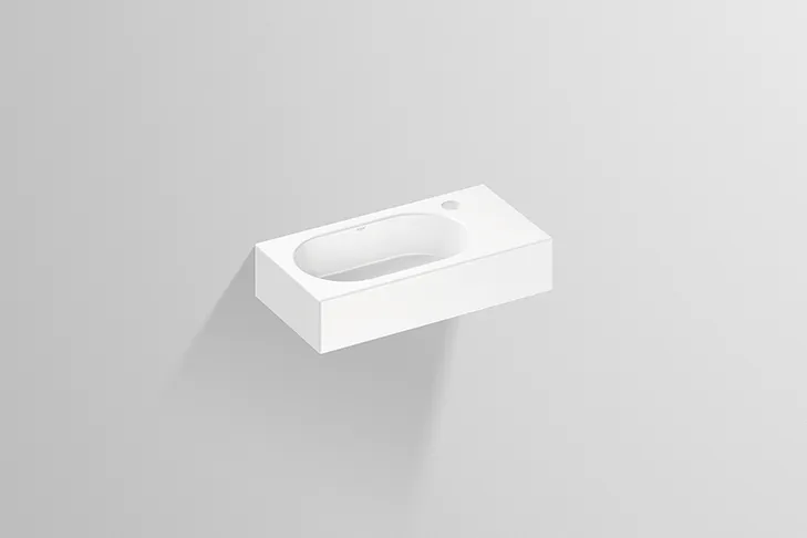 Waschbecken „XXS-Serie“ 450 × 100 mm, links, Hahnlochposition rechts mit ProShield Waschbecken „XXS-Serie“ 450 × 100 mm, links, Hahnlochposition rechts mit ProShield