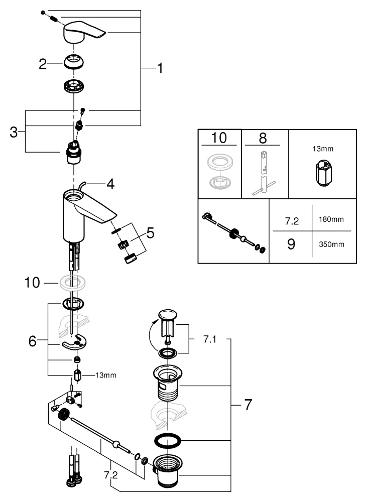 Grohe Eurosmart Einhand-Waschtischbatterie, S-Size, matt black Grohe Eurosmart Einhand-Waschtischbatterie, S-Size, matt black