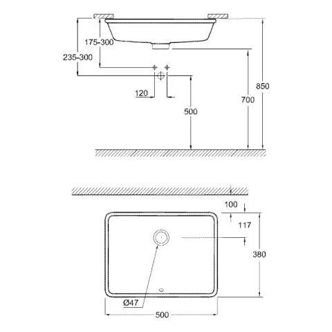 Unterbauwaschtisch Cube Keramik 39480_H, 492 x 370 mm, PureGuard Hygieneoberfläche, aus Sanitärkeramik, alpinweiß Unterbauwaschtisch Cube Keramik 39480_H, 492 x 370 mm, PureGuard Hygieneoberfläche, aus Sanitärkeramik, alpinweiß