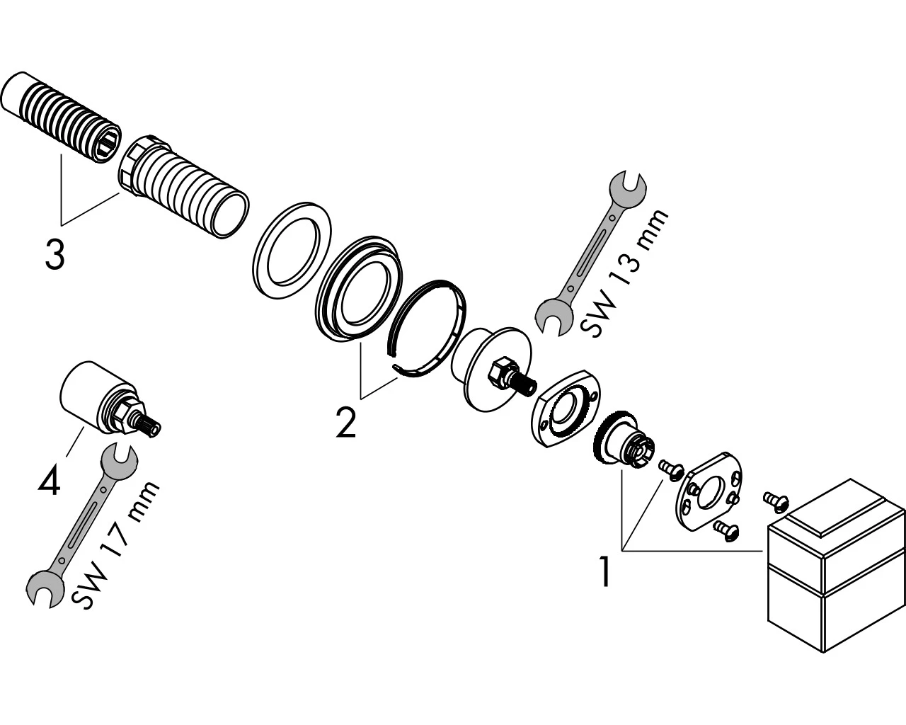 Absperrventil Unterputz Axor Edge Fertigset chrom