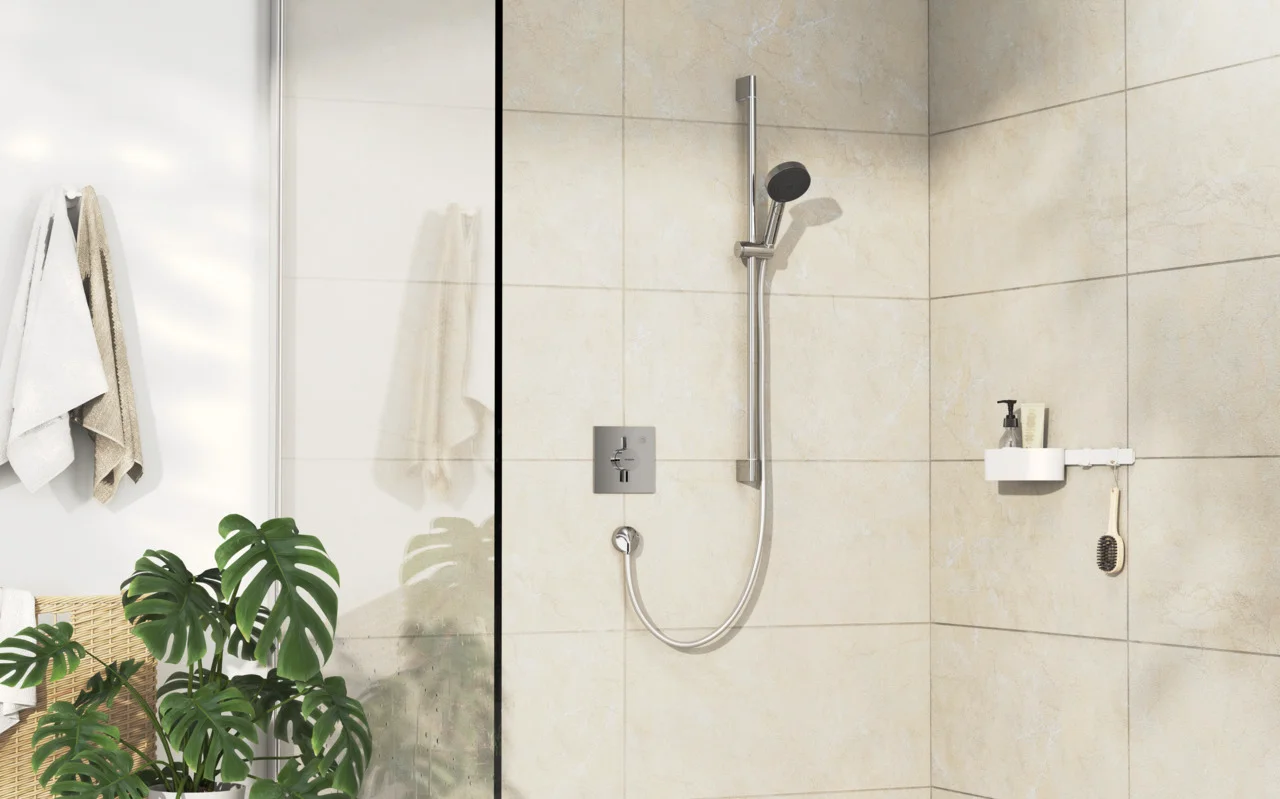 Hansgrohe DuoTurn E Mischer Unterputz, Chrom, 1 Verbraucher, maximale Durchflussmenge bei 3 bar: 29,5 l/min, flache Rosette für mehr Platz in der Dusche
