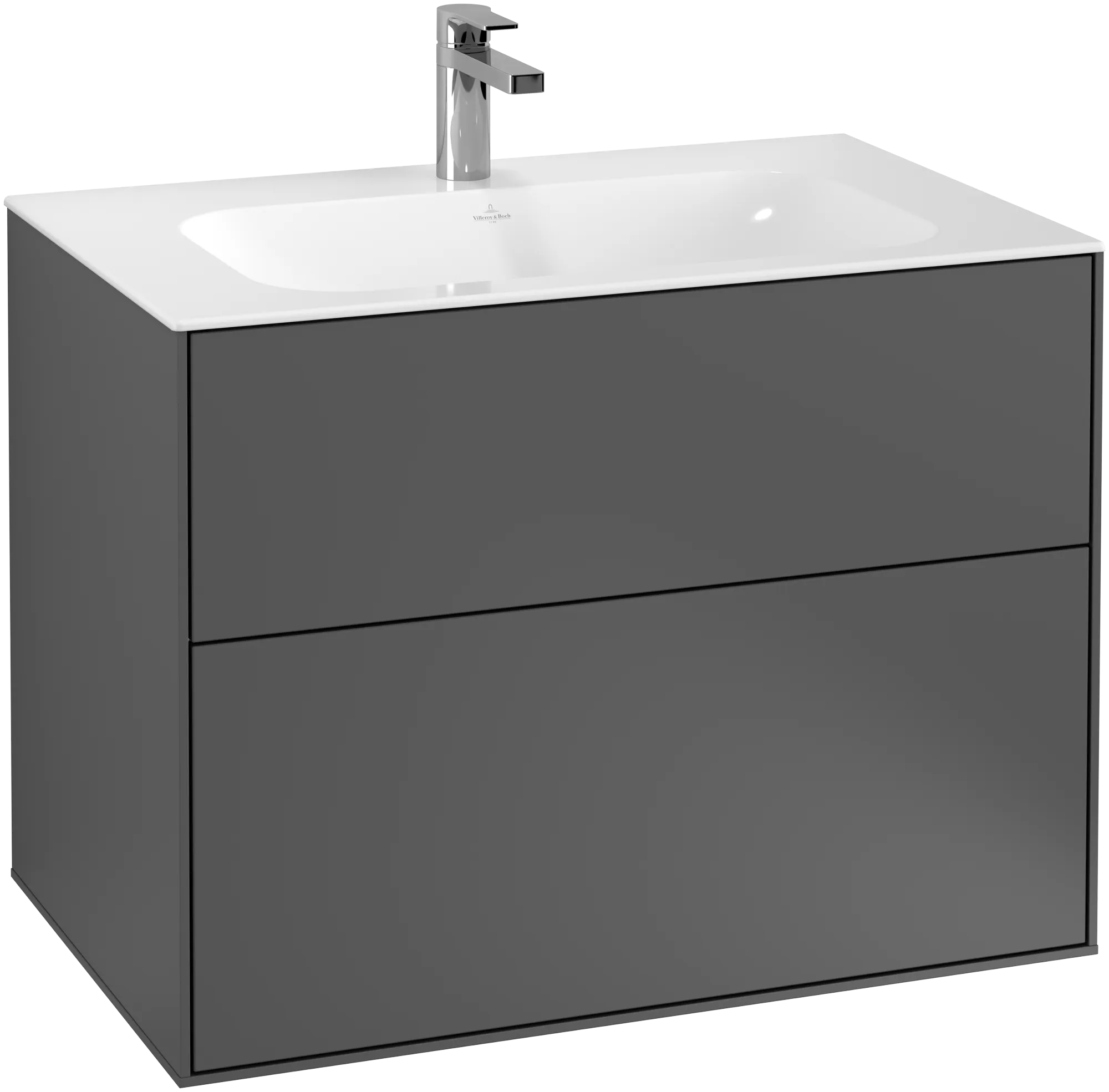 Villeroy & Boch Waschbeckenunterschrank Finion G01, Anthracite Matt Lacquer, 796x591x498mm, mit Beleuchtung und Push-to-open Funktion Villeroy & Boch Waschbeckenunterschrank Finion G01, Anthracite Matt Lacquer, 796x591x498mm, mit Beleuchtung und Push-to-open Funktion