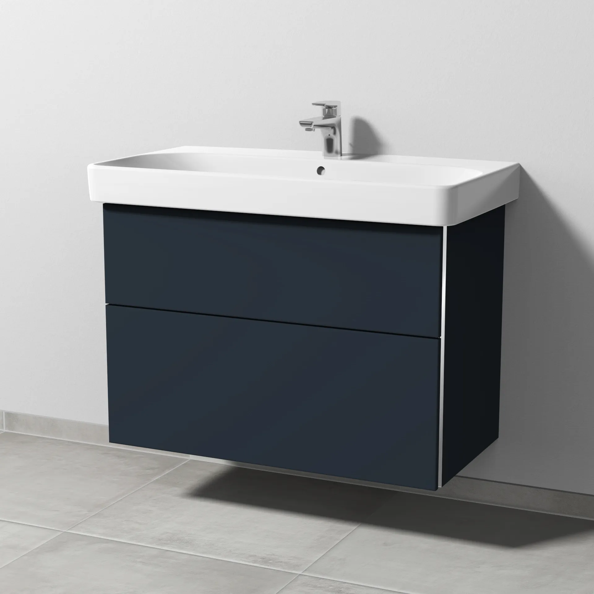 Sanipa Waschtischunterschrank „3way“ passend zu Keramik-Waschtische Smyle Square von Geberit 830 × 593 × 442 mm in Marine (matt)
