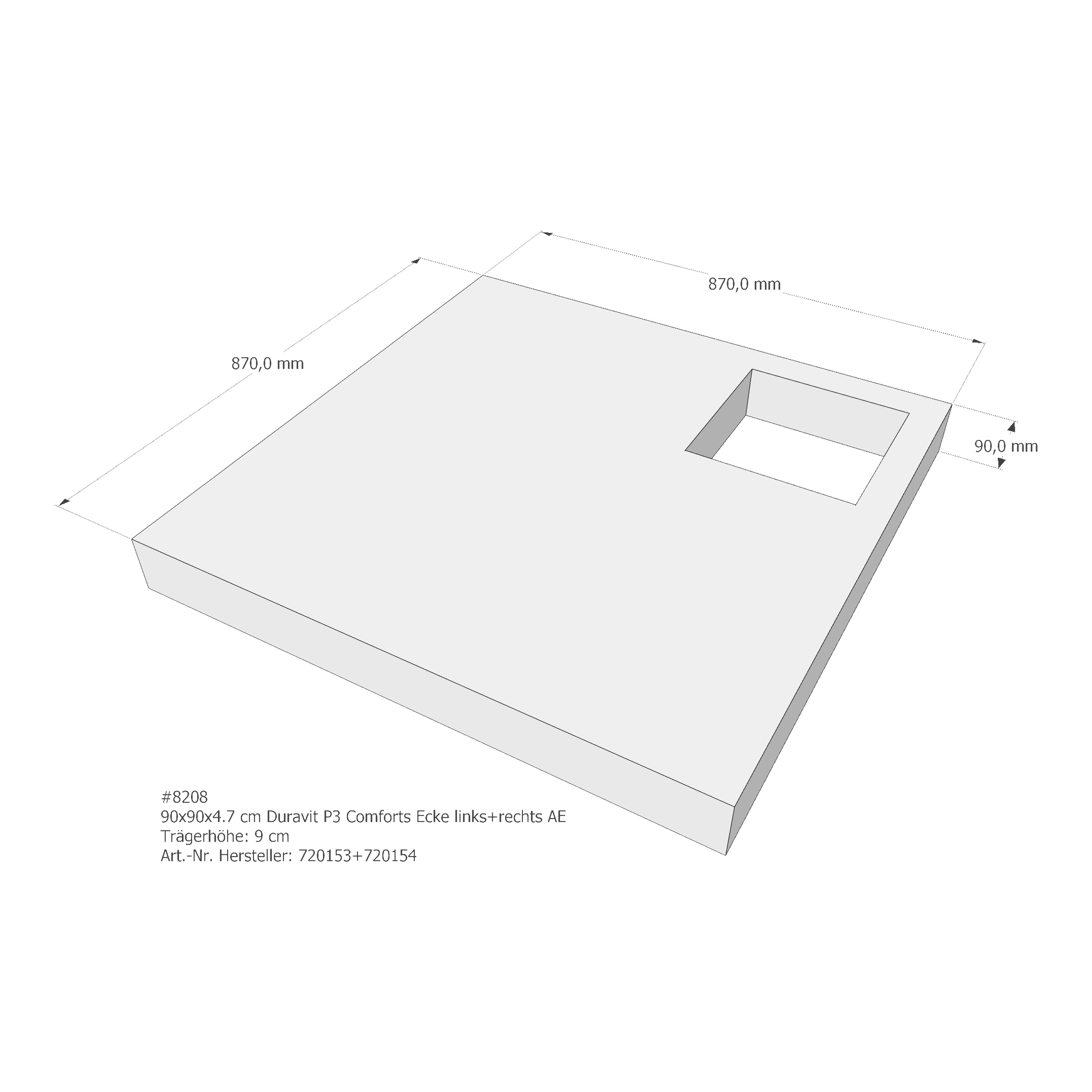 Duschwannenträger für Duravit P3 Comforts 90 × 90 × 4,7 cm