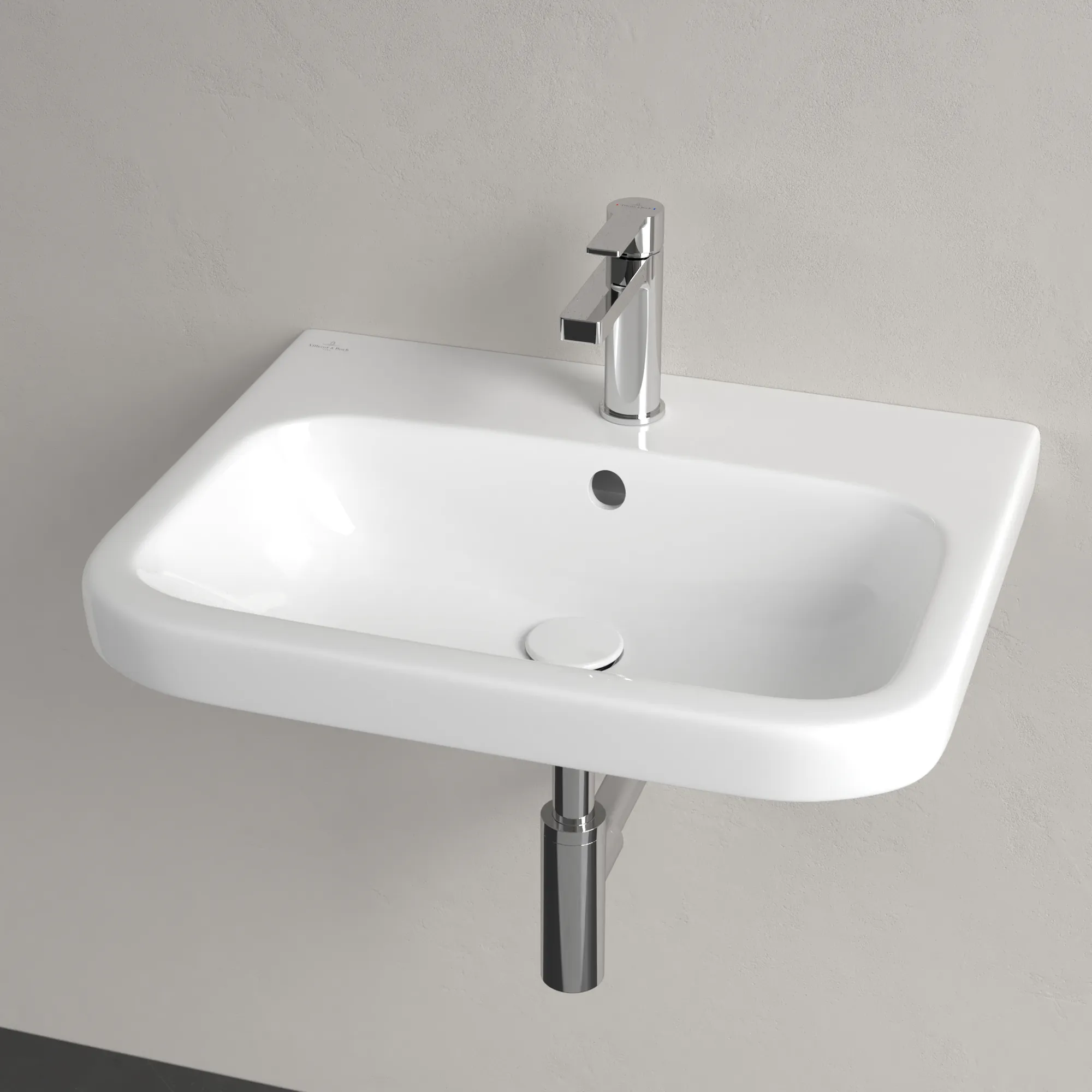 Villeroy & Boch Waschbecken geschliffen „Architectura“ 600 × 470 × 180 mm, ohne Hahnlochbohrung, mit Hahnlochbank, Hahnlochposition mittig