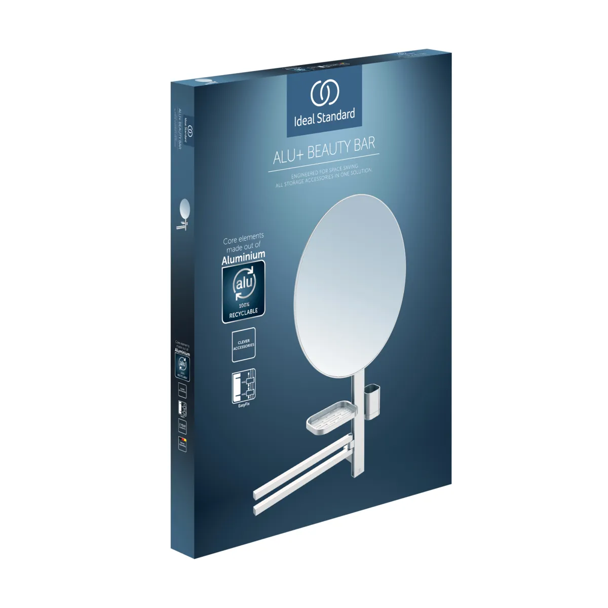 Ideal Standard Beauty Bar Accessoires-Kombination Alu+ L800 mit Spiegel Durchmesser 500mm Silver Ideal Standard Beauty Bar Accessoires-Kombination Alu+ L800 mit Spiegel Durchmesser 500mm Silver