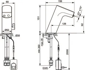 Sensor-Waschtischarmatur Intelliflow Netzbetrieb Ausladung 126mm Chrom Sensor-Waschtischarmatur Intelliflow Netzbetrieb Ausladung 126mm Chrom