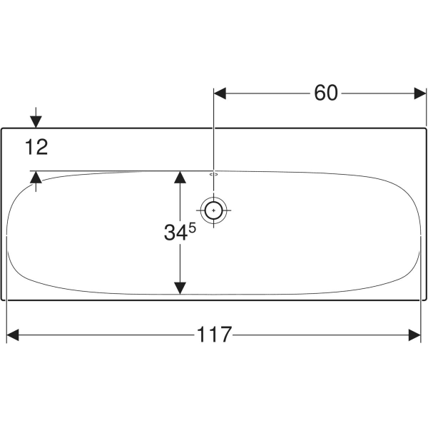 Wandwaschtisch „Acanto“, rechteckig, mit Überlauf 120 × 48,2 cm Wandwaschtisch „Acanto“, rechteckig, mit Überlauf 120 × 48,2 cm