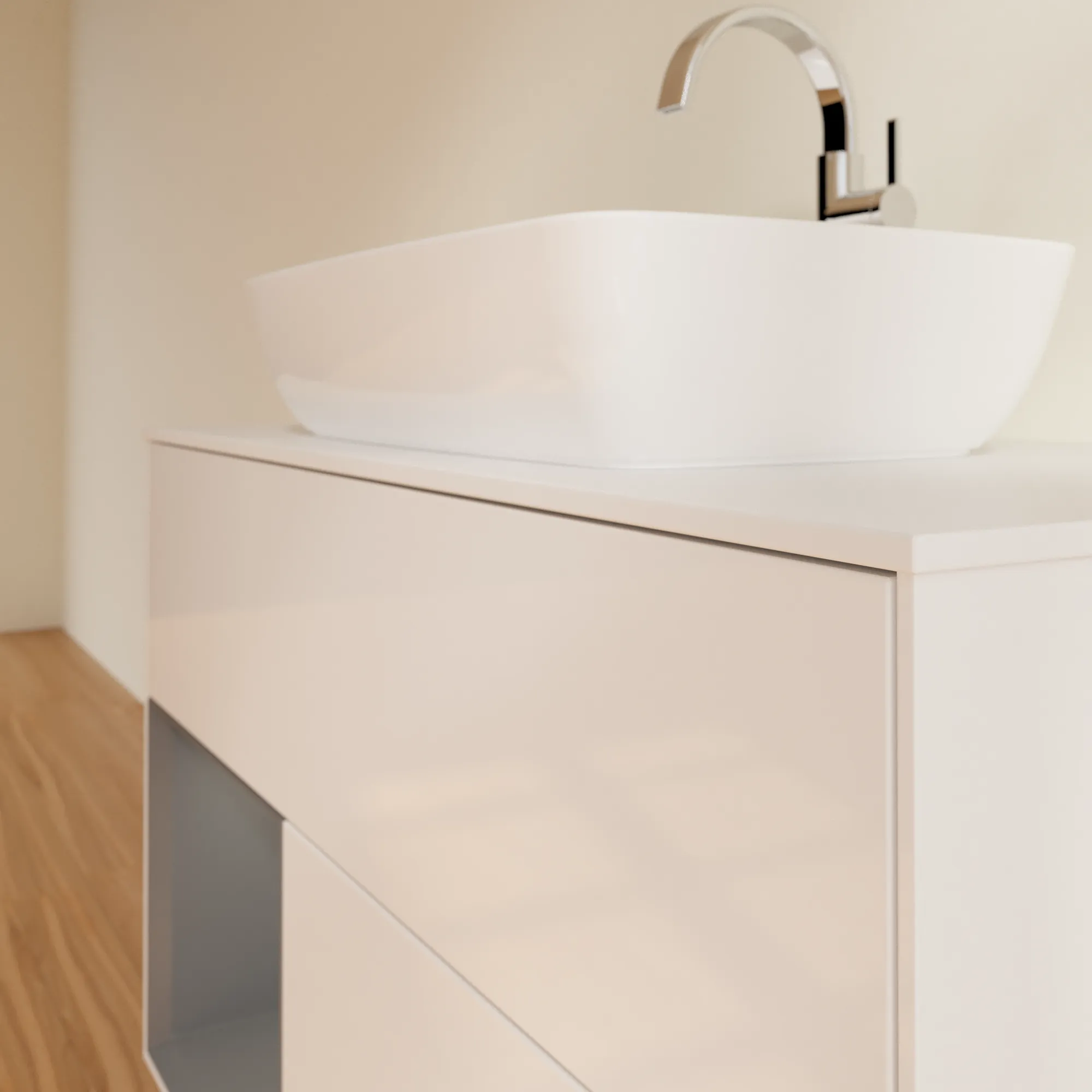 Villeroy & Boch Waschtischunterschrank „Finion“ für Schrankwaschtisch 1000 × 603 × 501 mm Glossy White Lacquer, für Becken mittig, mit Hahnlochbohrung