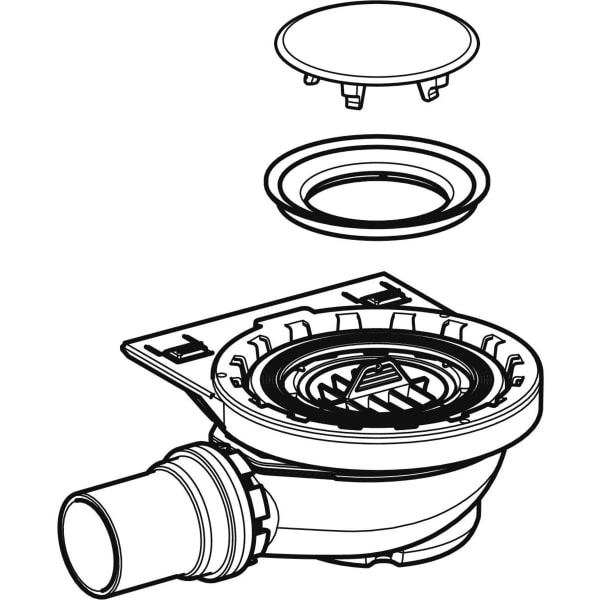 Duschwannenablauf mit Geruchsverschlusshalterung, für Setaplano Duschfläche, Sperrwasserhöhe 50 mm