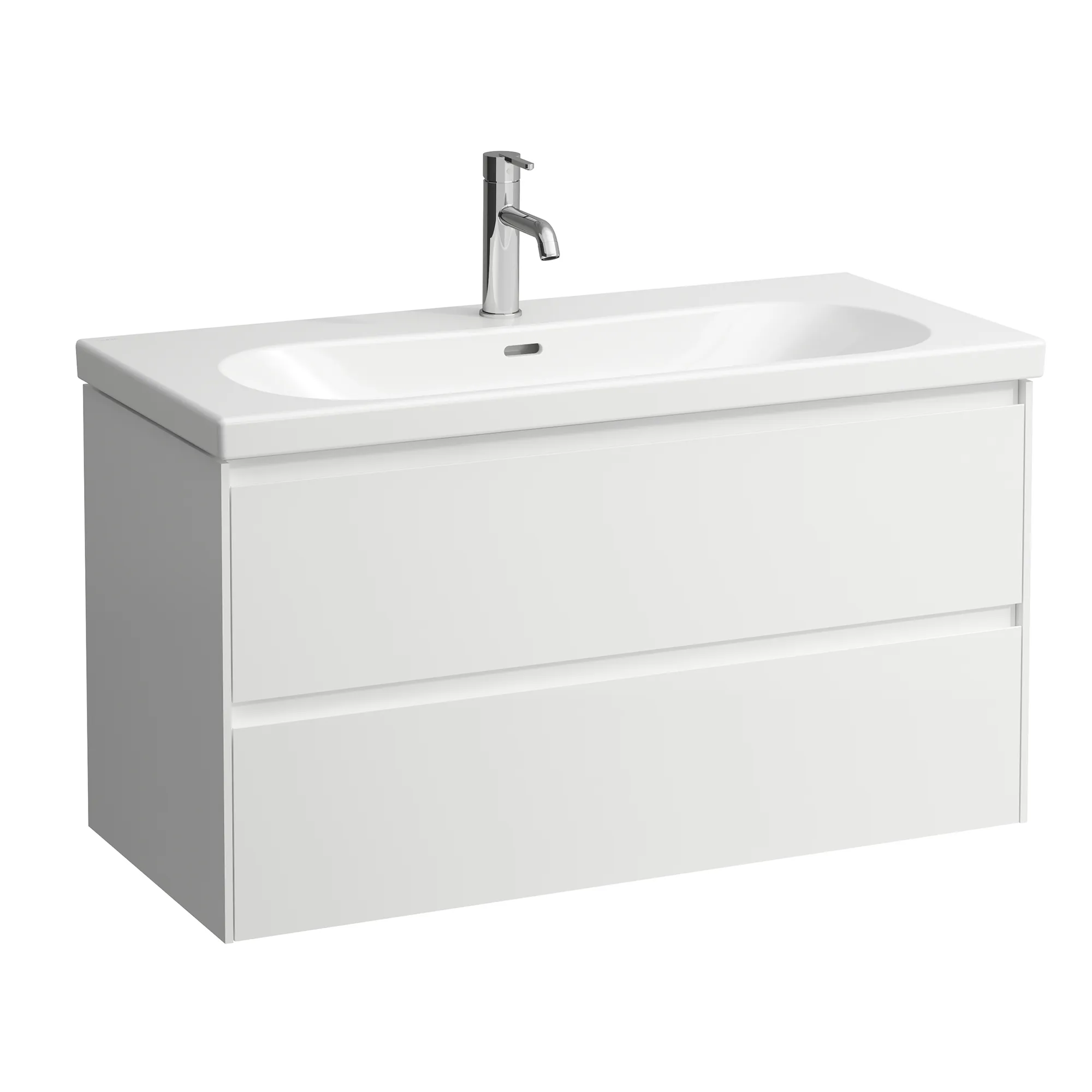 Waschtischunterbau LANI 442x984x515 mit 2 Schubladen integrierter Griffleiste Vollauszug und Soft-Close für Waschtisch LUA H810089, Kartell • H810337, LIVING CITY H818437 weiß matt Front- & Korpusfarbe: Weiß matt Waschtischunterbau LANI 442x984x515 mit 2 Schubladen integrierter Griffleiste Vollauszug und Soft-Close für Waschtisch LUA H810089, Kartell • H810337, LIVING CITY H818437 weiß matt Front- & Korpusfarbe: Weiß matt