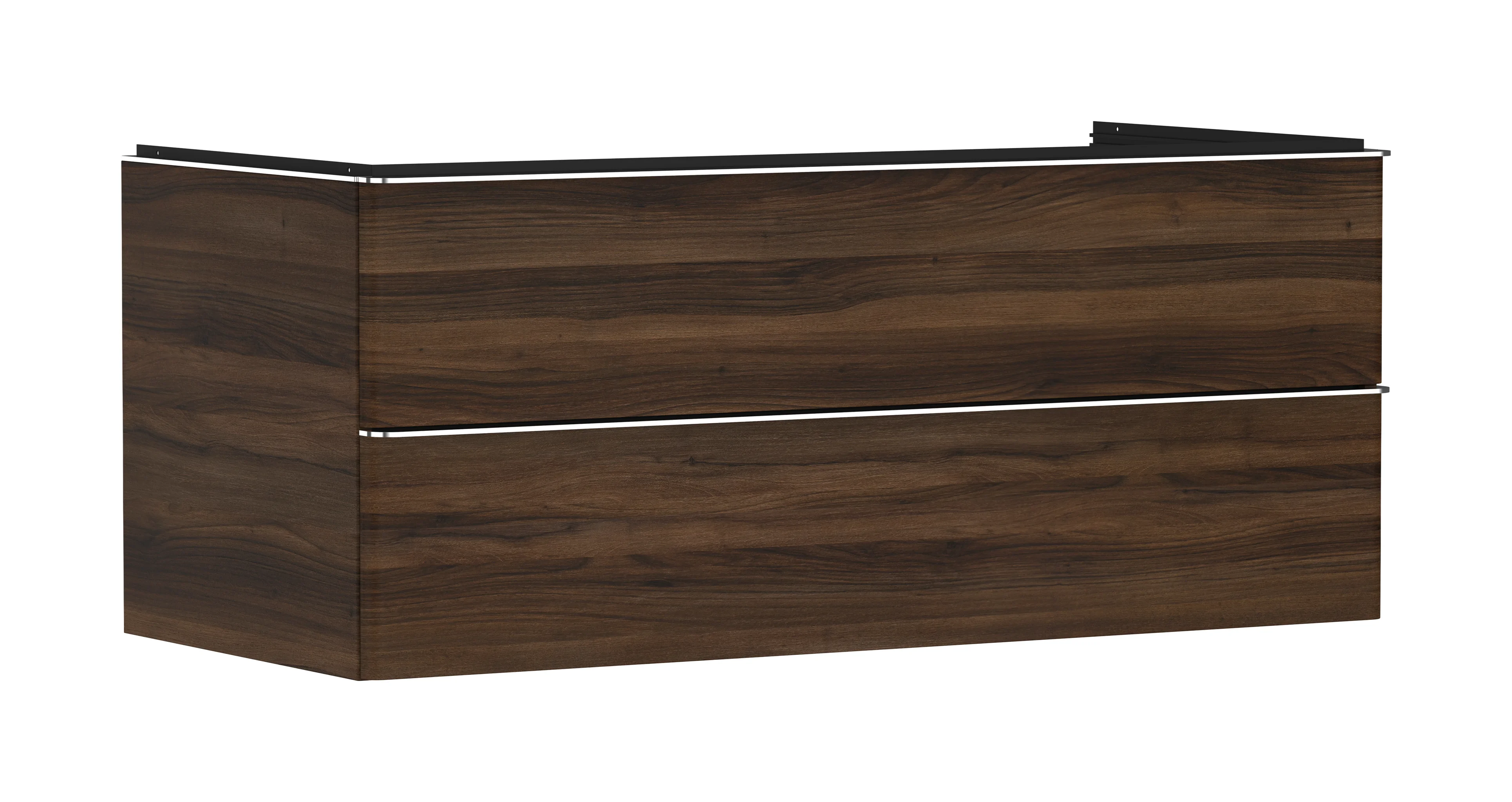 Hansgrohe Xelu Q Waschtischunterschrank Nussbaum Dunkel, 1.180 x 540 mm, 2 Schubkästen mit Griffleiste, verchromt glänzend, SoftClose, vormontiert Hansgrohe Xelu Q Waschtischunterschrank Nussbaum Dunkel, 1.180 x 540 mm, 2 Schubkästen mit Griffleiste, verchromt glänzend, SoftClose, vormontiert