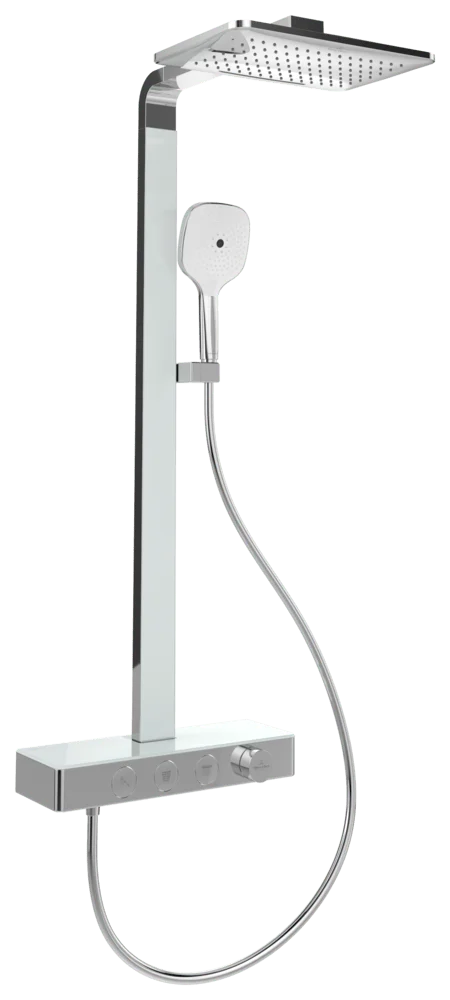 Villeroy & Boch Infinity Showers Duschsystem mit drei Funktionen, Eckig, Wandmontage, 413x1108x561mm, Chrom