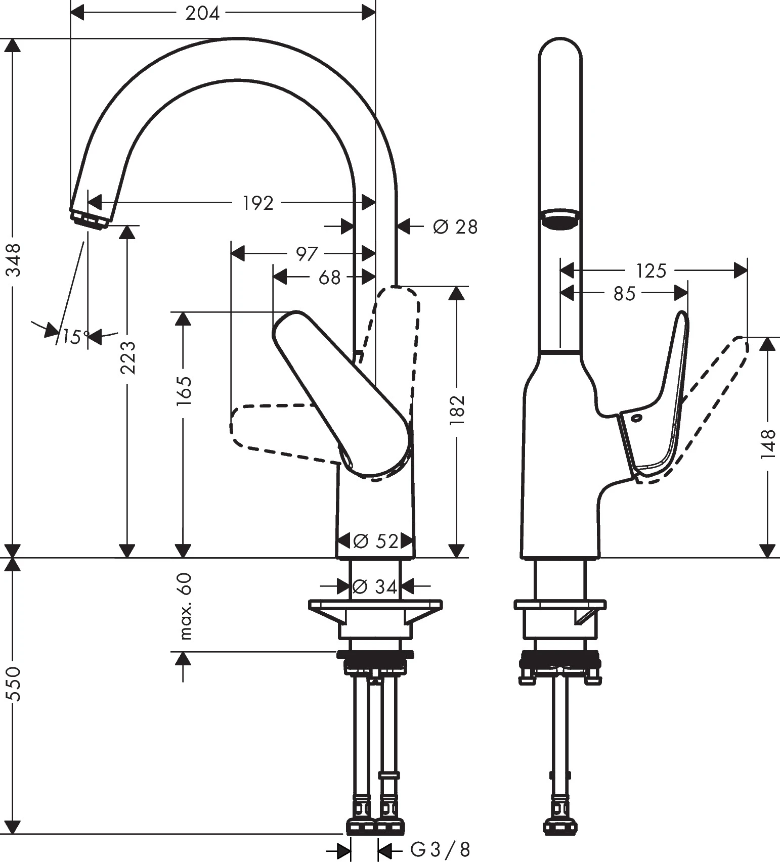 Spültischmischer 220 Focus M42 1jet chrom